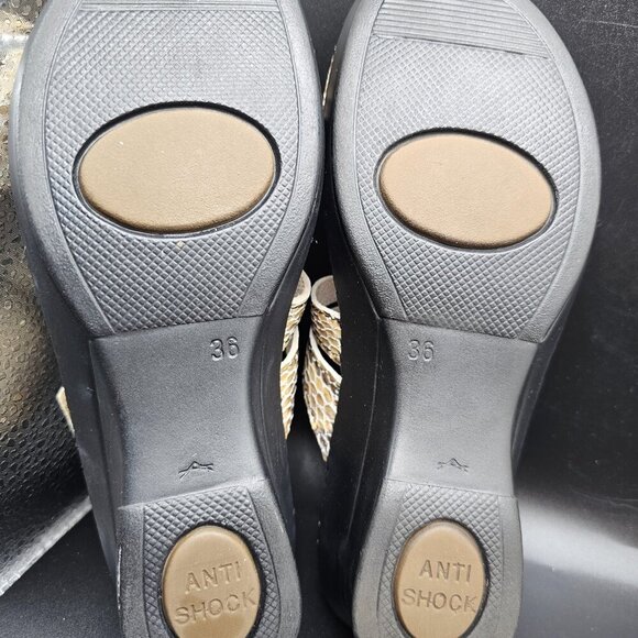 Women's LA PLUME Nina Leather Snakeskin Slides Beige Size  EU 36 US 5.5- 6 - Picture 5 of 6